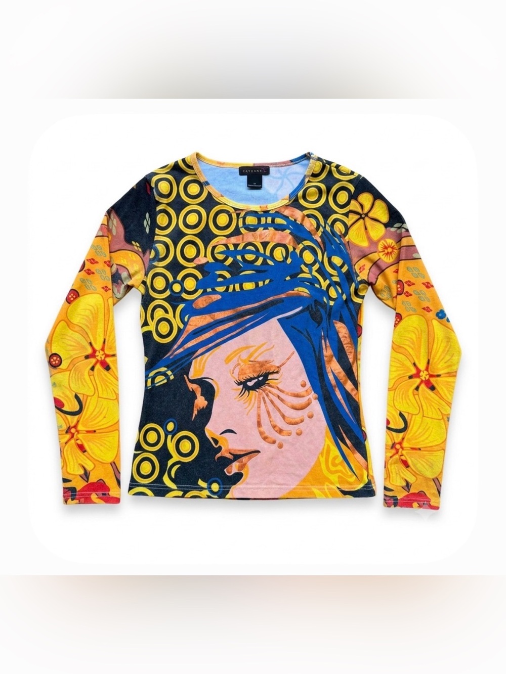 Vintage Y2K Graphic Top Custo Barcelona Long Sleeve Tee Tshirt Size 2